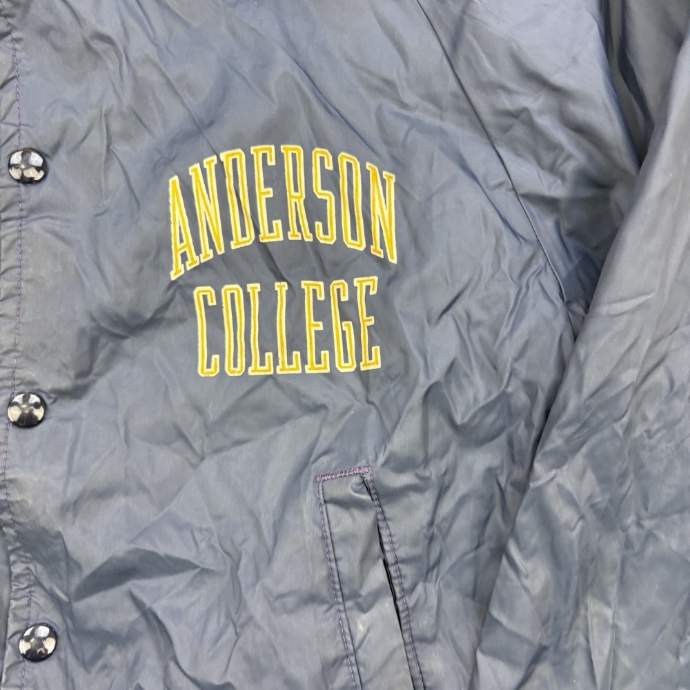 Vintage Champion Varsity Jacket Mens Medium Blue Running Man College Nylon 60s - Picture 2 of 11